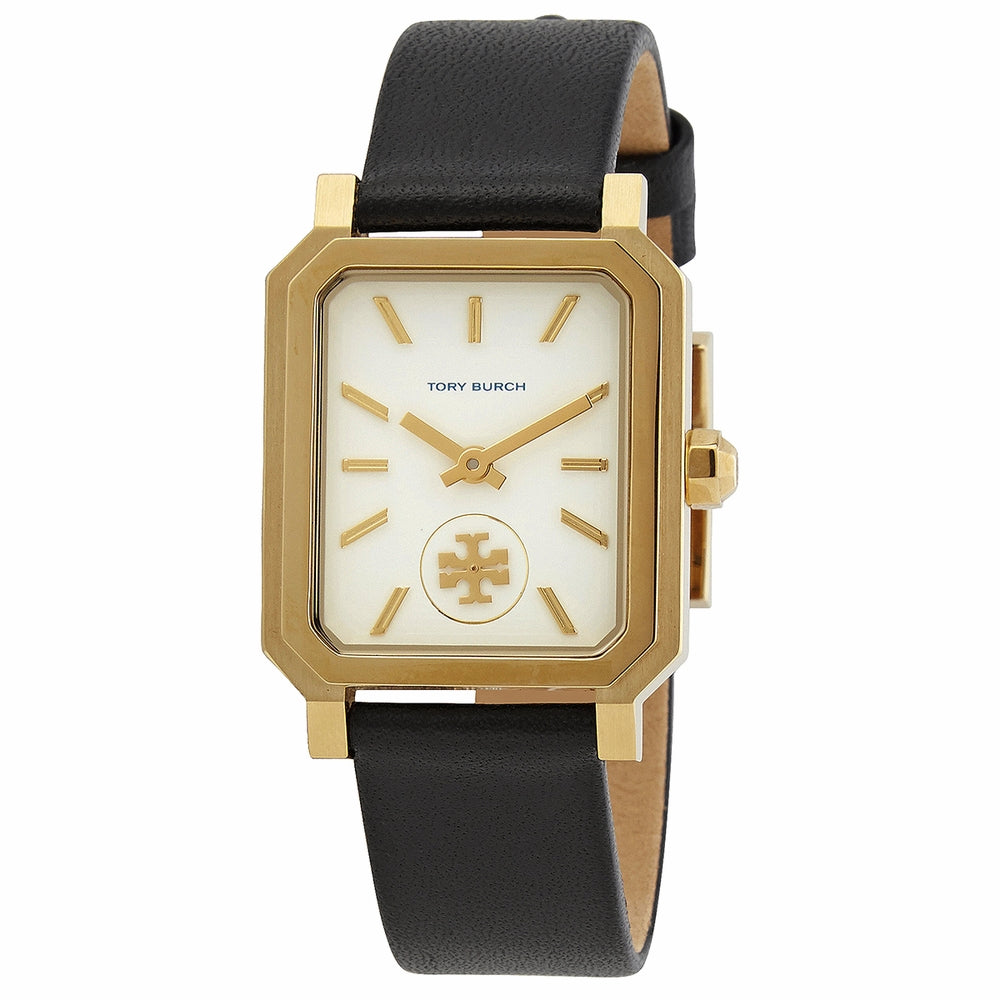 Tory Burch Robinson 27mm Gold-Tone Black Leather Women's Watch TBW1504