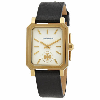 Tory Burch Robinson 27mm Gold-Tone Black Leather Women's Watch TBW1504