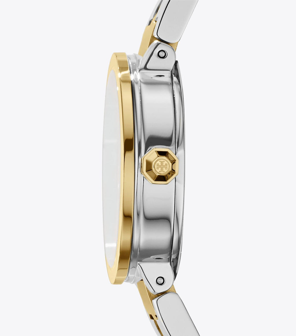 Tory Burch The Reva Dual Tone Stainless Steel Strap Women's Watch TBW4016