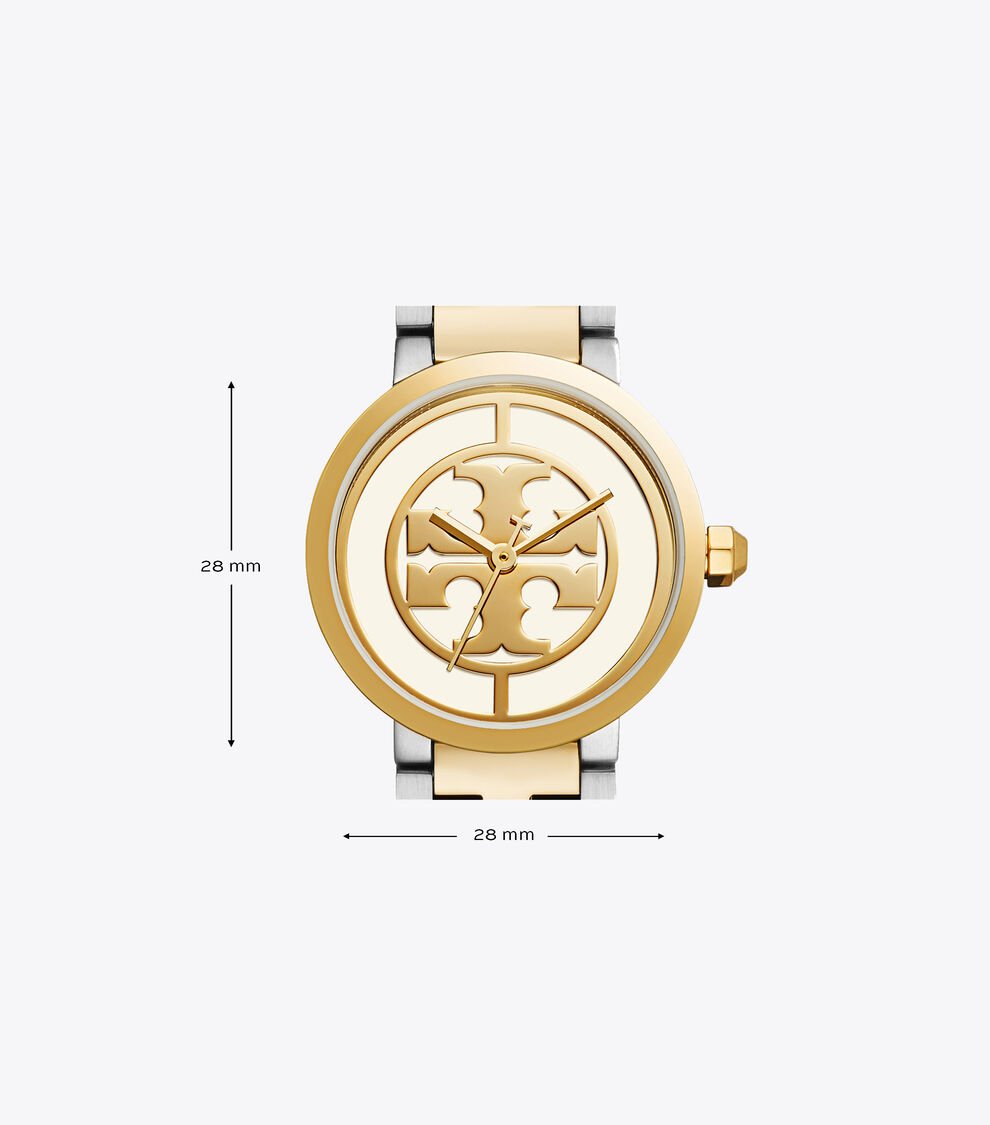 Tory Burch The Reva Dual Tone Stainless Steel Strap Women's Watch TBW4016