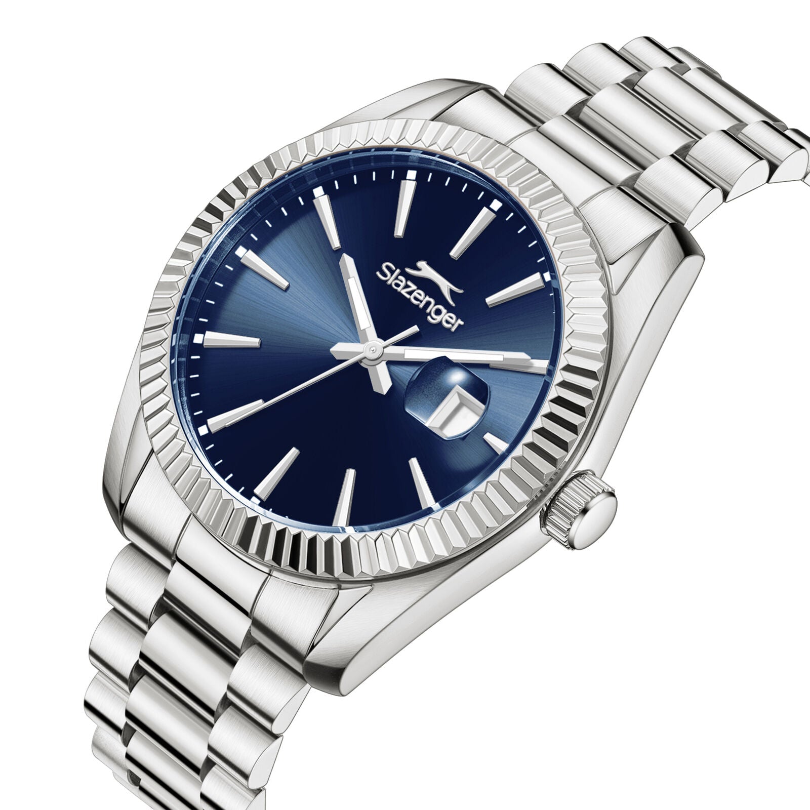 Slazenger Classic Day Date Window Sunray Blue Dial Silver Watch - SL.09.2583.1.390 Secondary image
