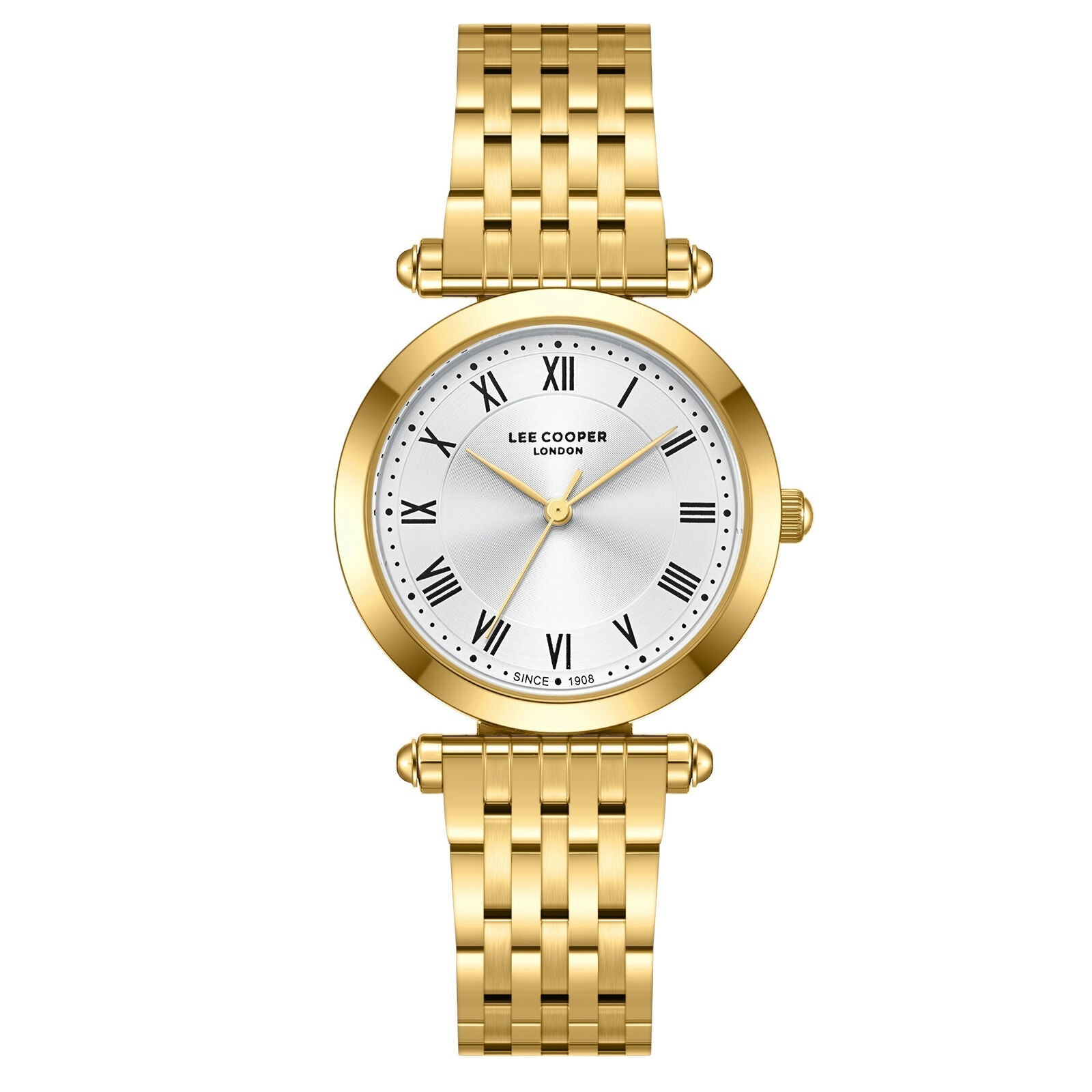 Lee Cooper Classic Roman Numeral Silver Dial Gold Watch - LC08290.130 Hoofdafbeelding