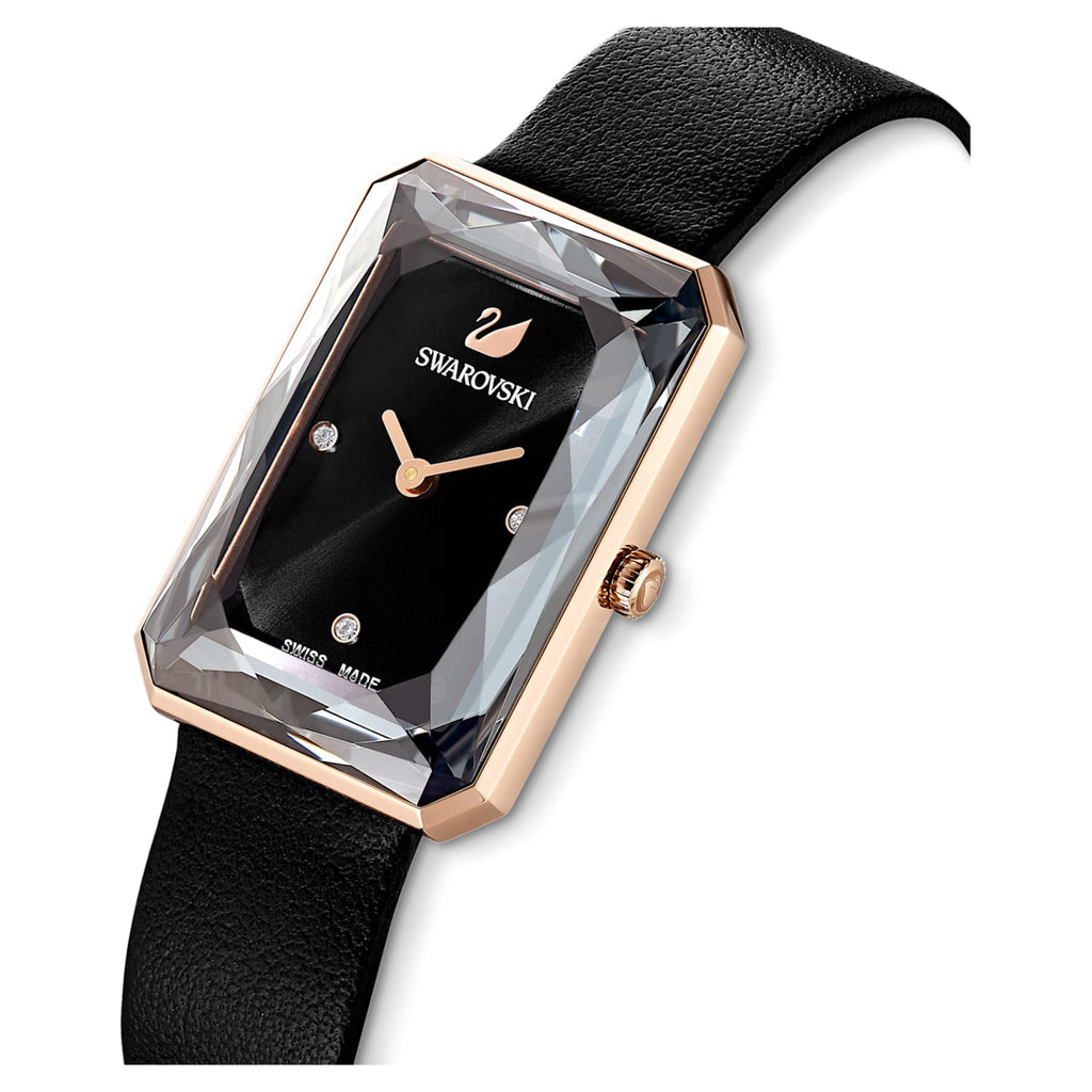 Swarovski Uptown Rectangular Case Black Dial Black Leather Strap Women's Watch 5547710 Secondary image