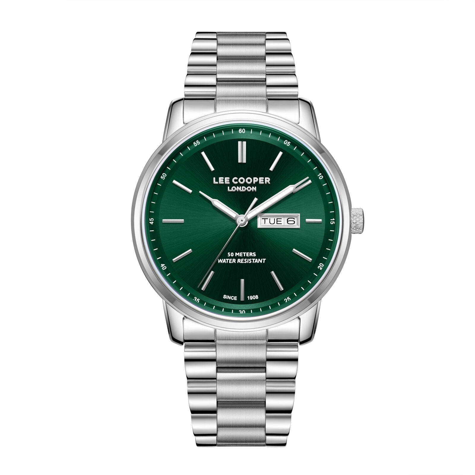 Lee Cooper Urian Day Date Window Green Dial Silver Watch - LC08236.370 Main image