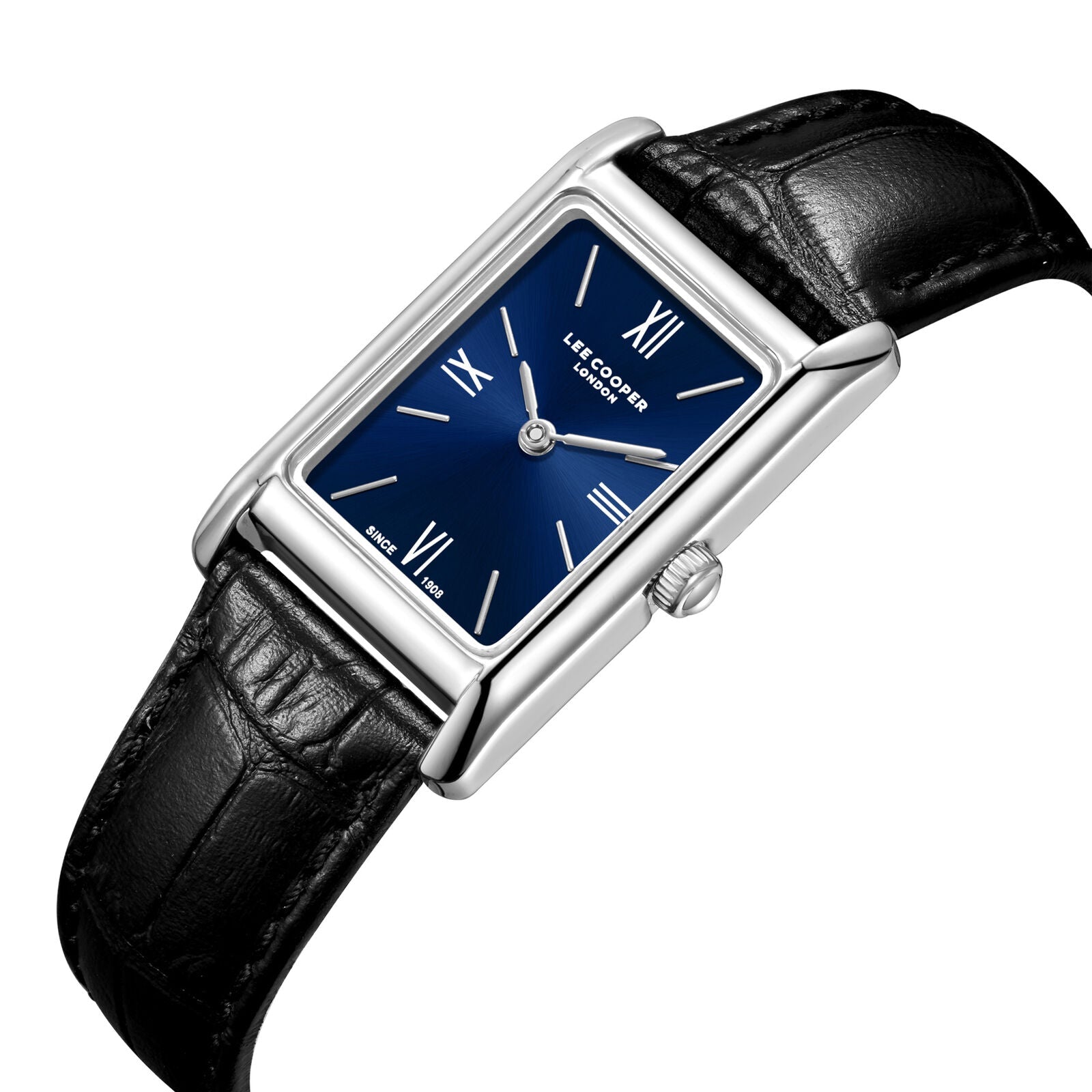 Lee Cooper Square Case Blue Dial Black Genuine Leather Silver Watch - LC08301.391 Secundaire afbeelding