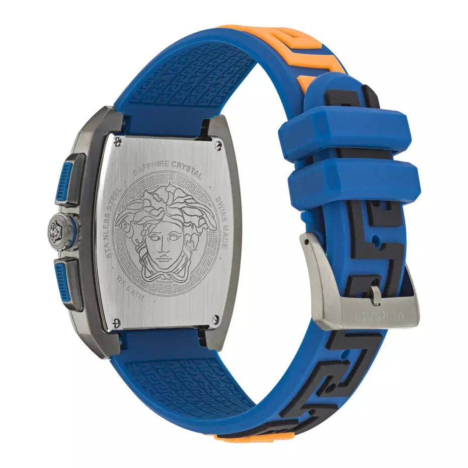 Versace Dominus 42mm Blue Dial Blue Silicone Chronograph Men's Watch VE6H00323