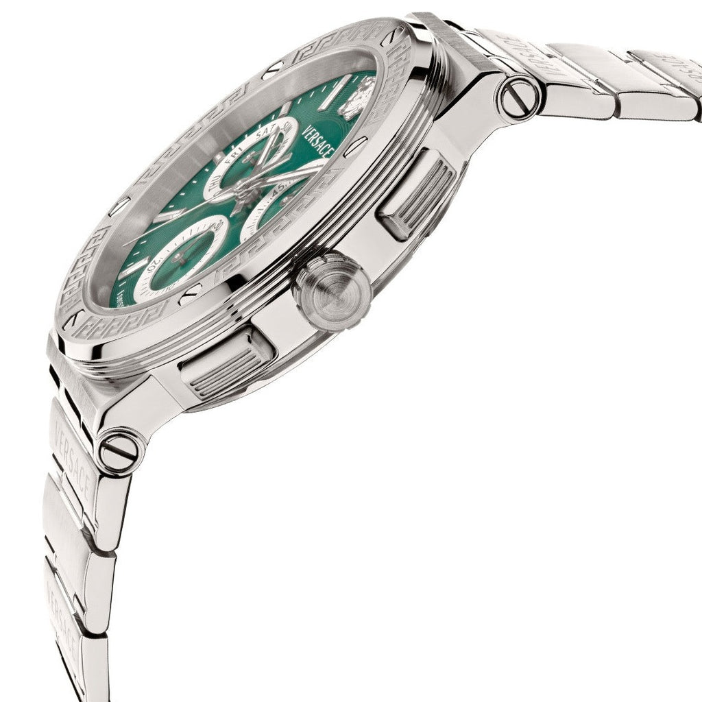 Versace Greca Logo Chrono Green Dial Silver Steel Strap Men's Watch - VEZ900121 Secundaire afbeelding