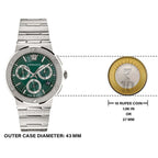 Versace Greca Logo Chrono Green Dial Silver Steel Strap Men's Watch - VEZ900121