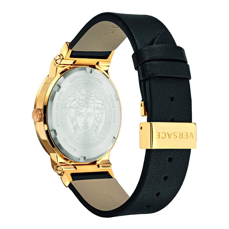 Versace Greca Black Leather Men's Watch - VEVI00220