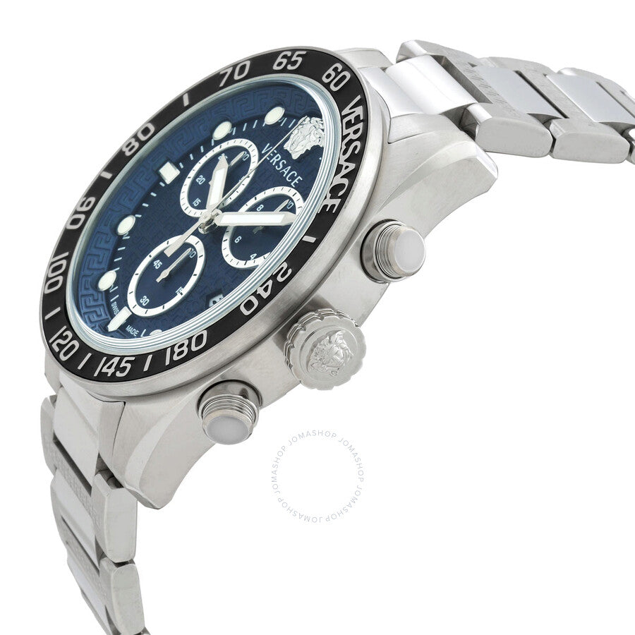 Versace Greca Dome Swiss Made Chronograph Blue Dial Silver Watch - VE6K00323 Secondary image