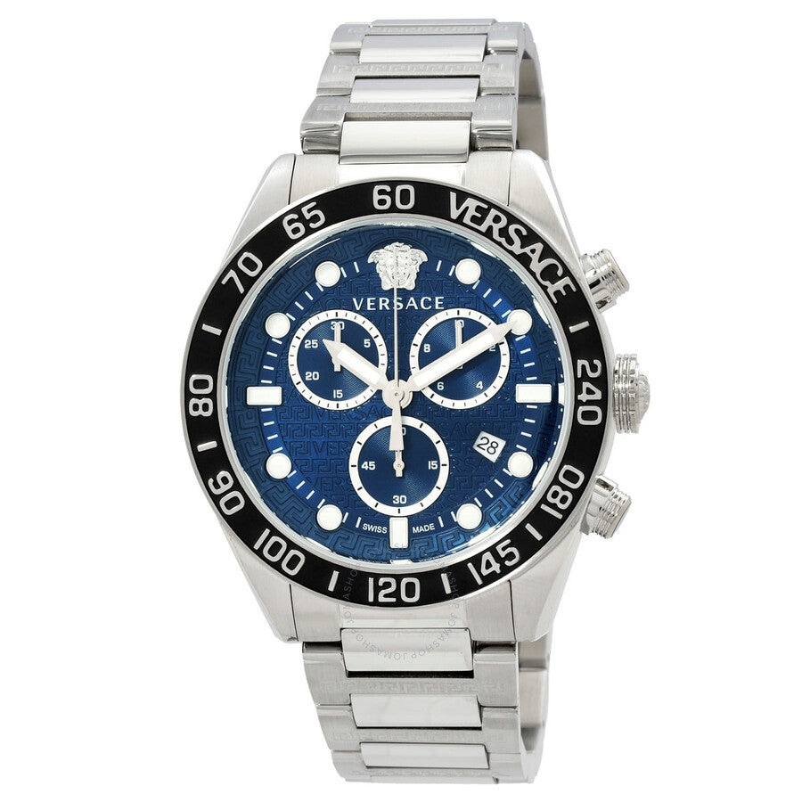 Versace Greca Dome Swiss Made Chronograph Blue Dial Silver Watch - VE6K00323 Main image