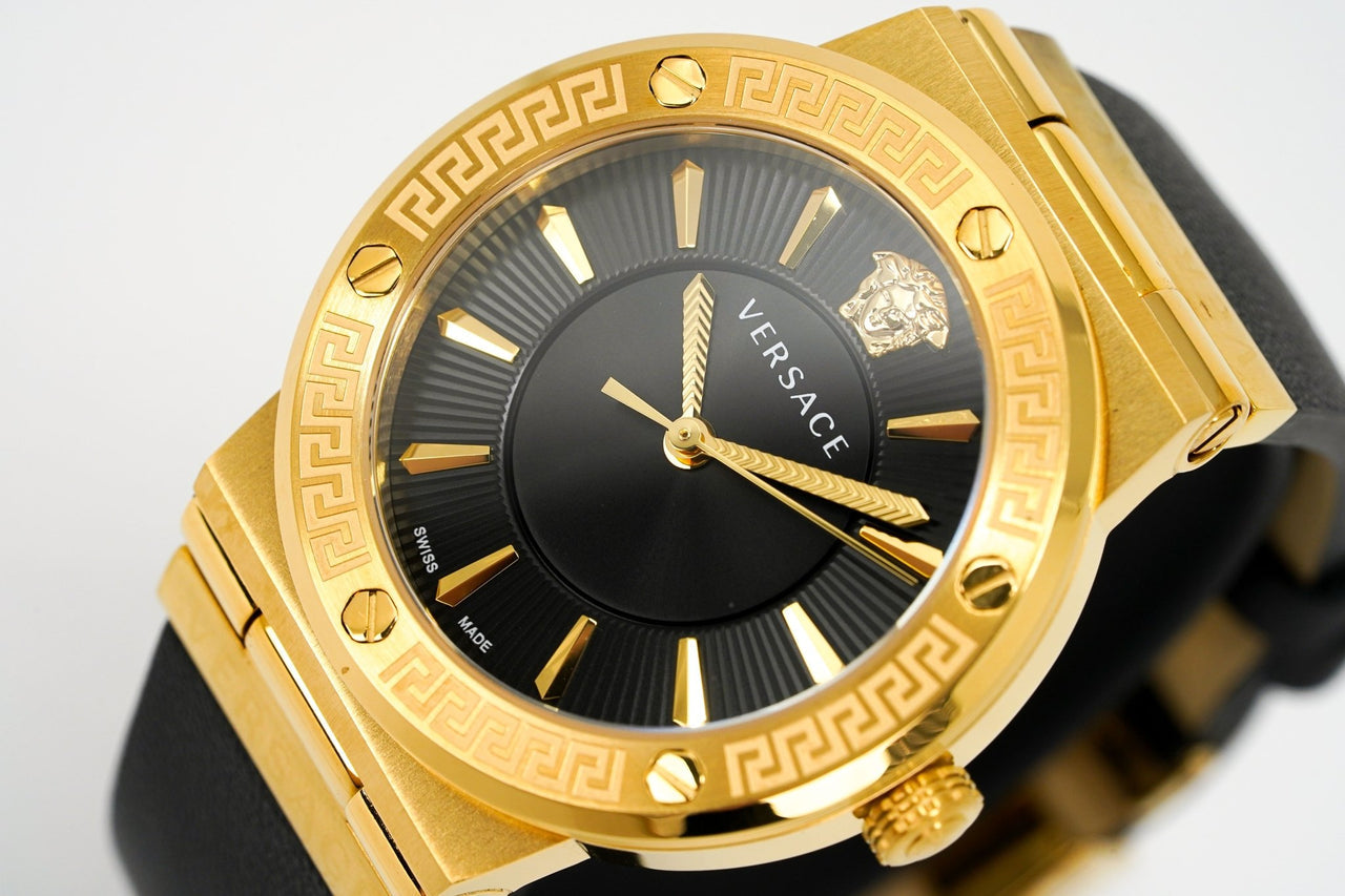 Versace Greca Gold Black Leather Women's Watch - VEVH00320 Secundaire afbeelding