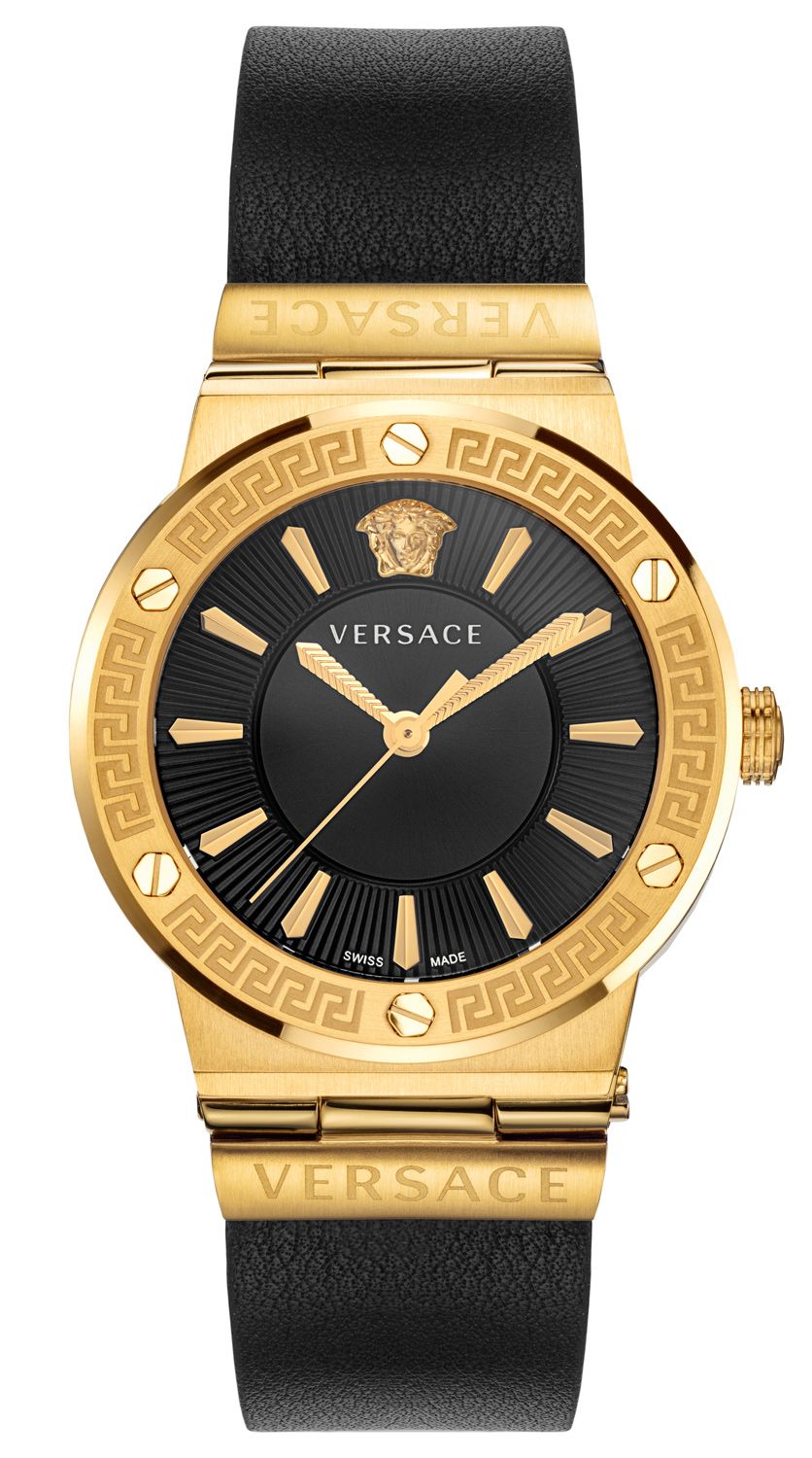 Versace Greca Gold Black Leather Women's Watch - VEVH00320 Hoofdafbeelding
