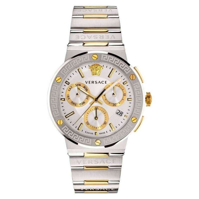 Versace Greca Logo Chronograph Quartz Silver Dial Men's Watch - VEZ900321 Main image