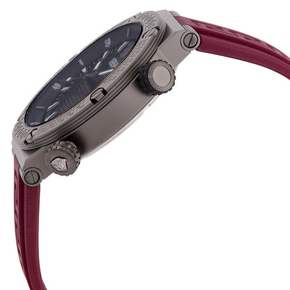 Versace Greca 43mm Black Dial Burgundy Silicone Men's Watch VE8G00224