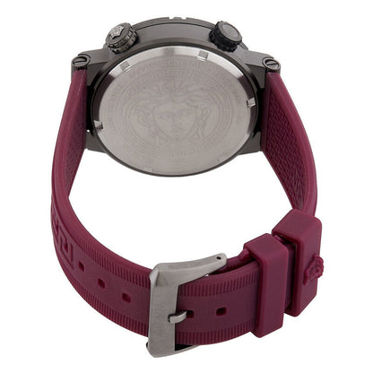 Versace Greca 43mm Black Dial Burgundy Silicone Men's Watch VE8G00224
