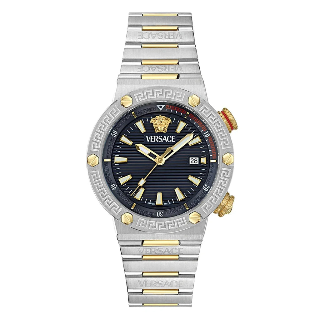 Versace Greca Logo Diver Black Dial Two-Tone Swiss Chronograph Watch - VE8G00424 Main image
