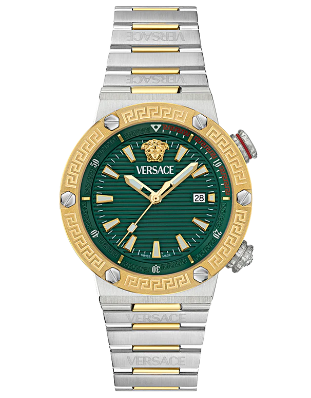 Versace Greca Logo Diver Green Dial Two-Tone Swiss Chronograph Watch - VE8G00524 Main image