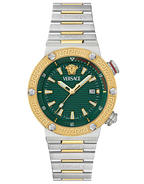 Versace Greca Logo Diver Green Dial Two-Tone Swiss Chronograph Watch - VE8G00524