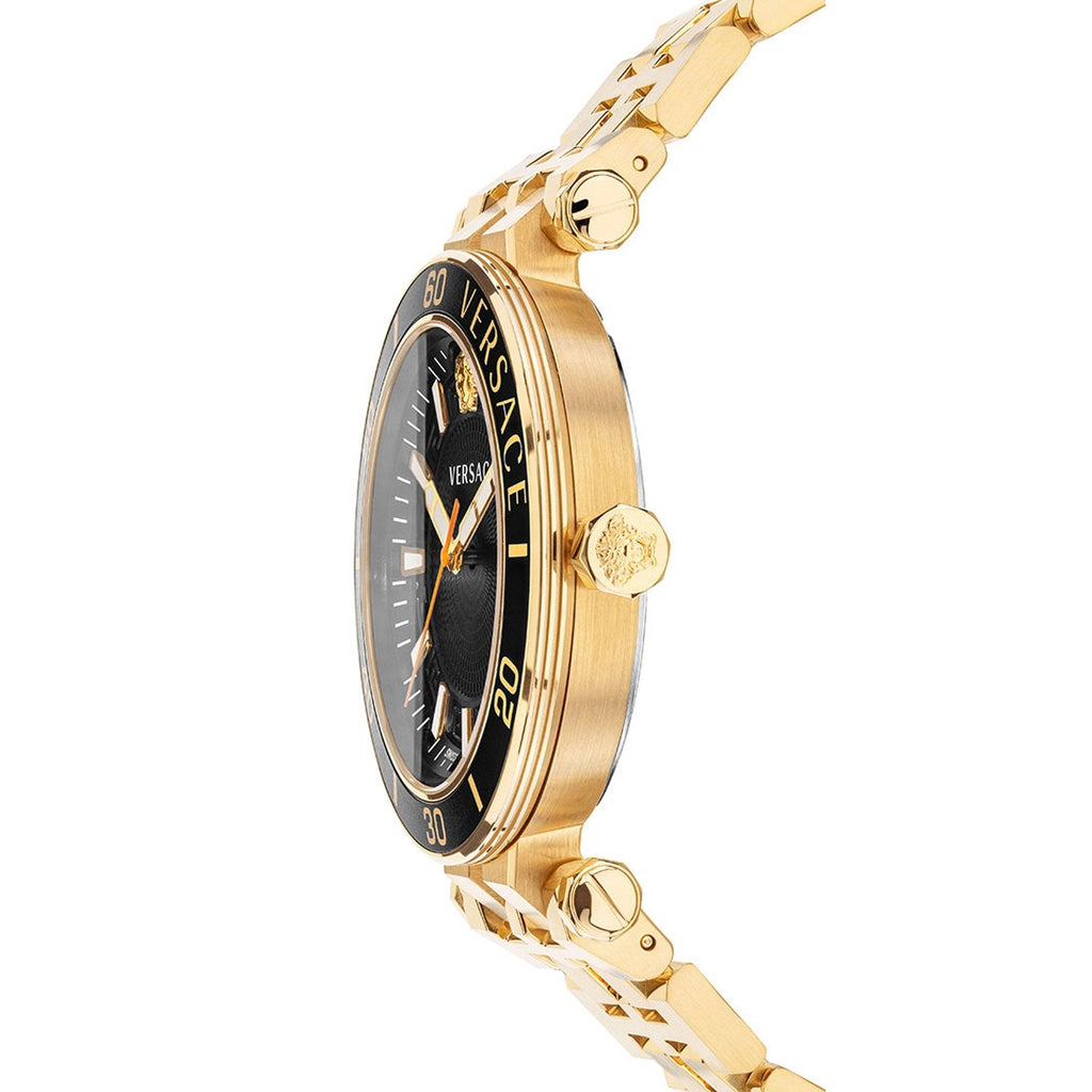 Versace Greca Sport Gold Black Dial Men's Watch - VEZ300721
