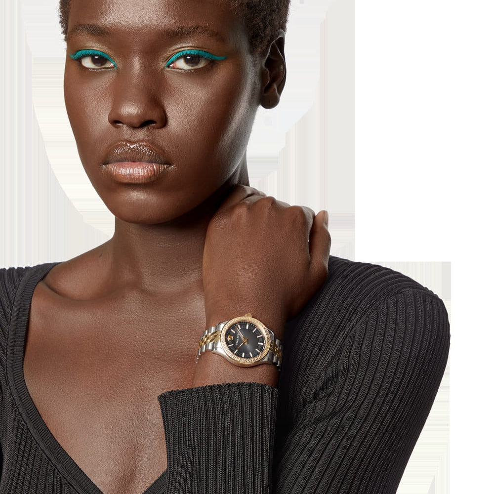 Versace Hellenyium Grey Dial Two Tone Steel Strap Women's Watch - VEHU00520