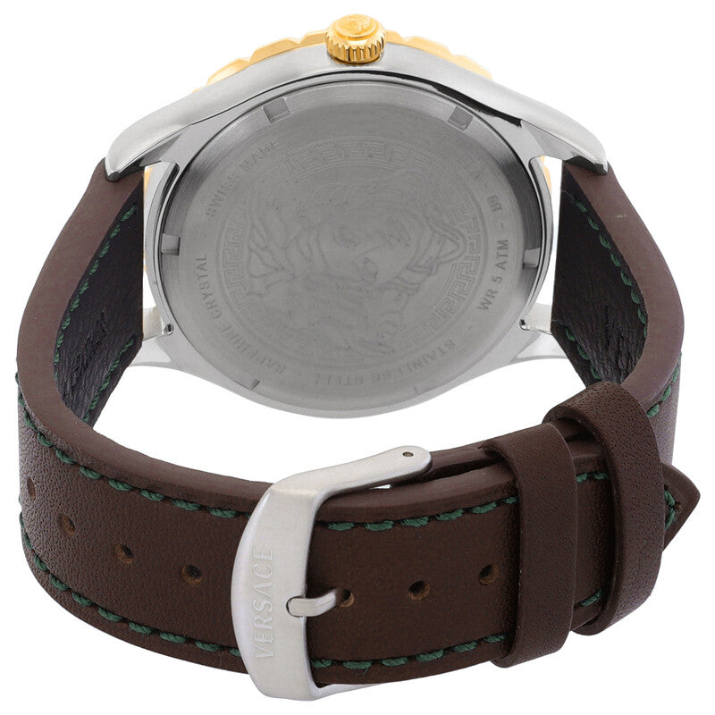 Versace Hellenyium 42mm Green Dial Brown Leather Men's Watch V11090017