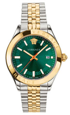 Versace Hellenyium Quartz Green Dial Two Tone Steel Strap Women's Watch - VEHU00420
