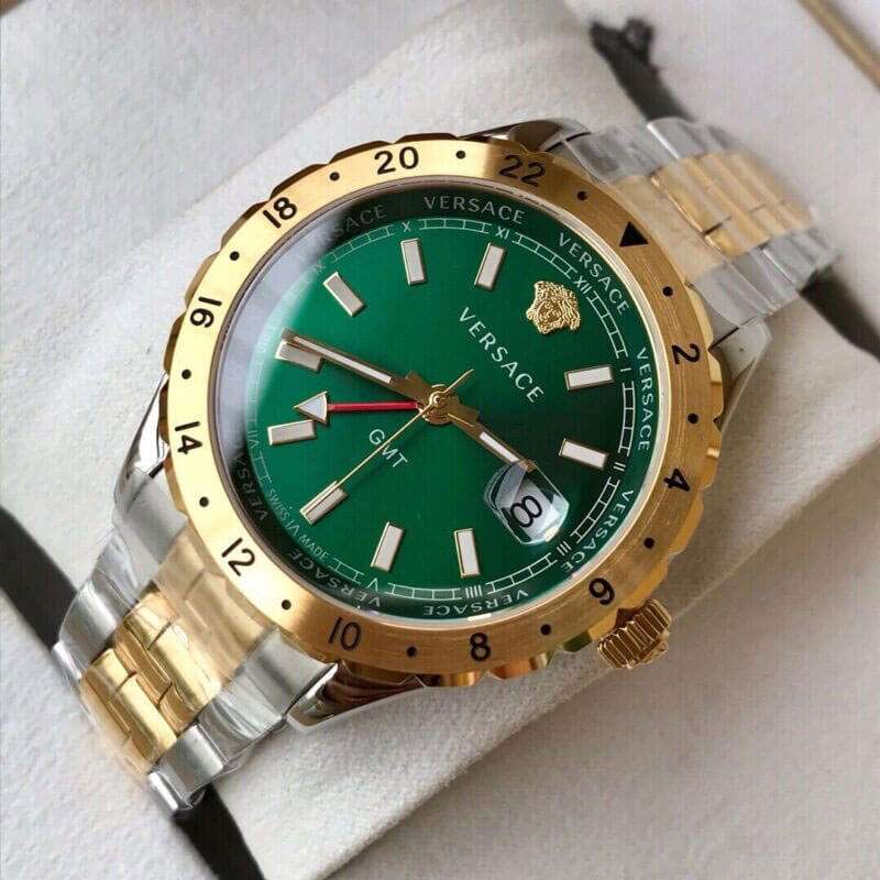 Versace Hellenyium Two-Tone Green Dial Men's Watch - V11050015