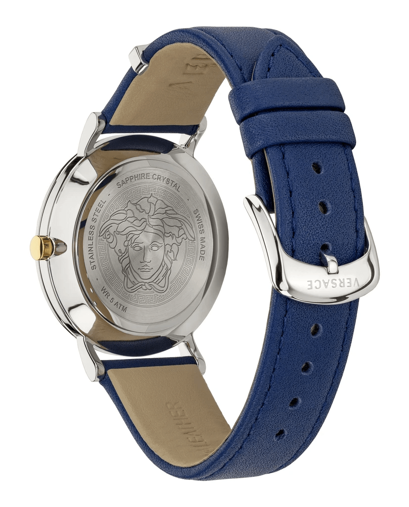 Versace V-Circle Black Dial Blue Leather Strap Men's Watch - VEBQ01419 Secondary image