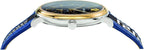 Versace V-Circle Black Dial Blue Leather Strap Men's Watch - VEBQ01419