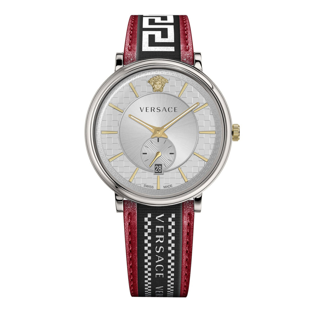 Versace V Circle Silver Dial Two-Tone Leather Strap Swiss Movt Watch - VEBQ01319 Secundaire afbeelding