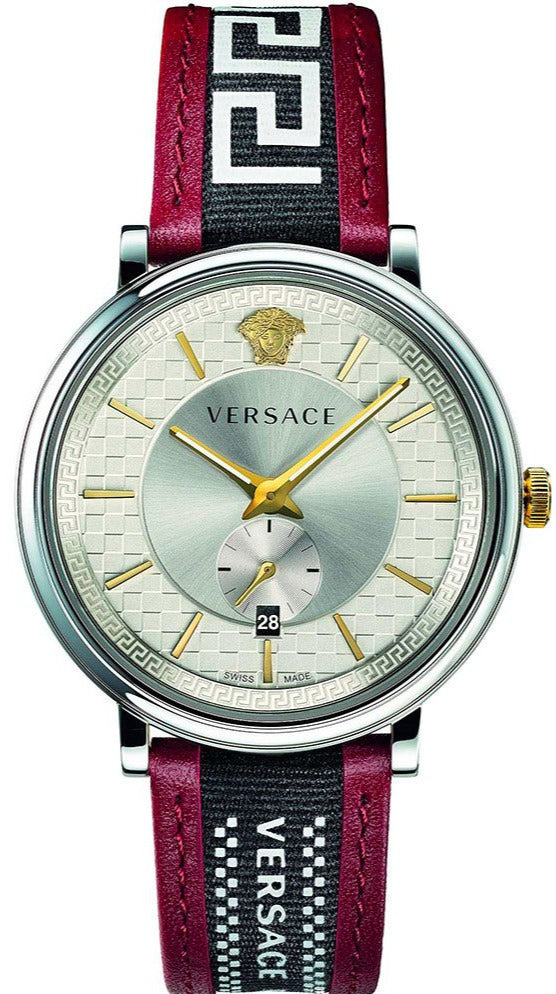 Versace V Circle Silver Dial Two-Tone Leather Strap Swiss Movt Watch - VEBQ01319 Hoofdafbeelding