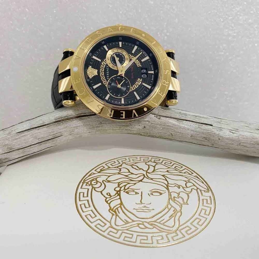 Versace V-Race Black Leather Strap Men's Watch - VEBV00119 Secondary image