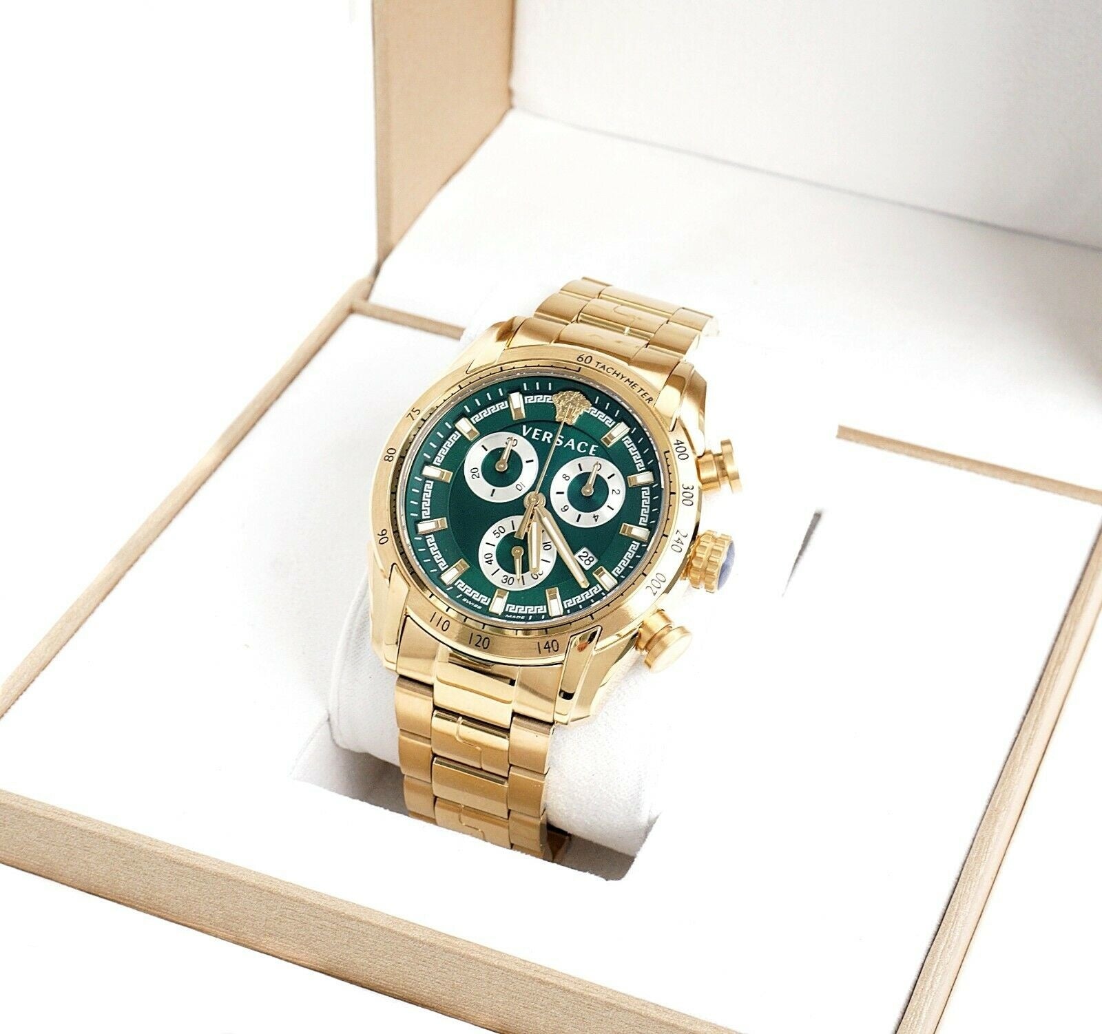 Versace V-Ray Chronograph Green Dial Men's Watch VE2I00621