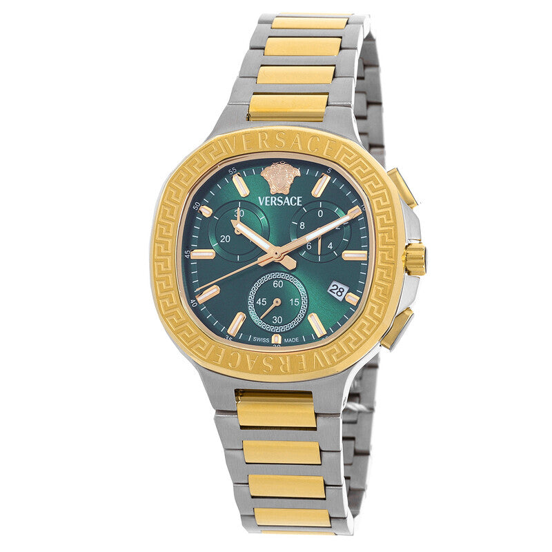 Versace V-Chrono 40mm Green Dial Stainless Steel Chronograph Unisex Watch VEVCA0624