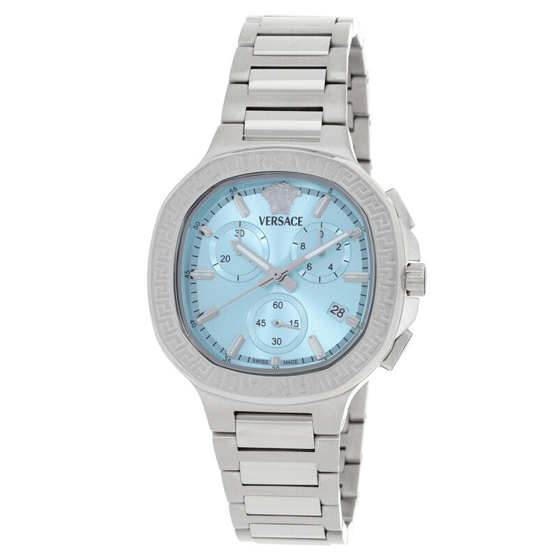 Versace V-Chrono 40mm Turquoise Dial Silver-Tone Chronograph Unisex Watch VEVCA0324