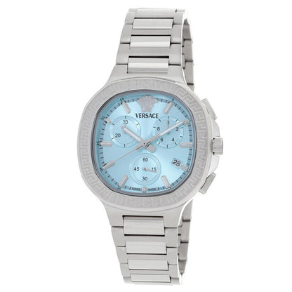 Versace V-Chrono 40mm Turquoise Dial Silver-Tone Chronograph Unisex Watch VEVCA0324