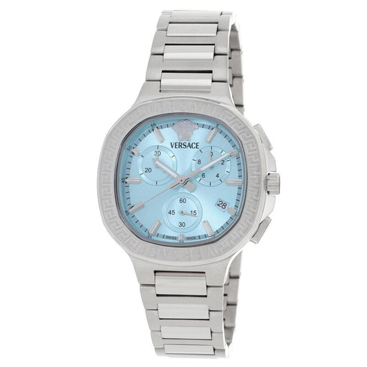 Versace V-Chrono 40mm Turquoise Dial Silver-Tone Chronograph Unisex Watch VEVCA0324