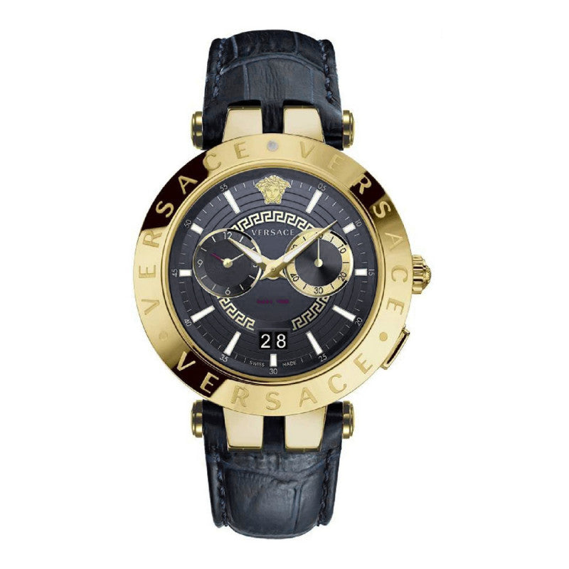 Versace V-Race Herenhorloge met Zwarte Lederen Band - VEBV00119 Hoofdafbeelding