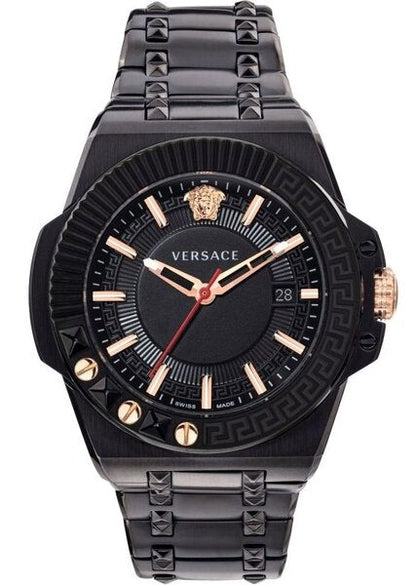 Versace Chain Reaction 45mm Black Dial Stainless Steel Men's Watch VEDY00719