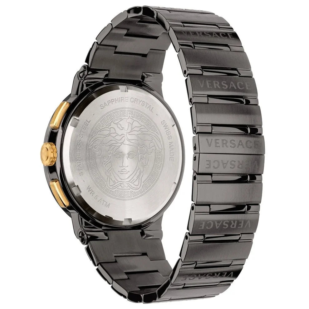 Versace Greca 43mm Grey Dial Stainless Steel Chronograph Men's Watch VEZ900521