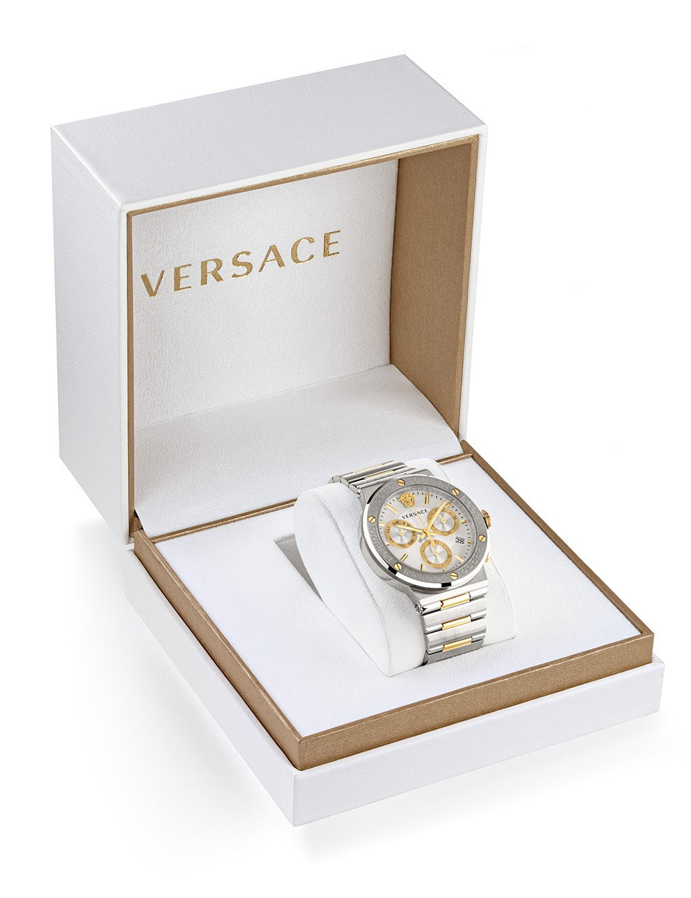 Versace Greca 43mm Silver Dial Silver-Tone Chronograph Men's Watch VEZ900321