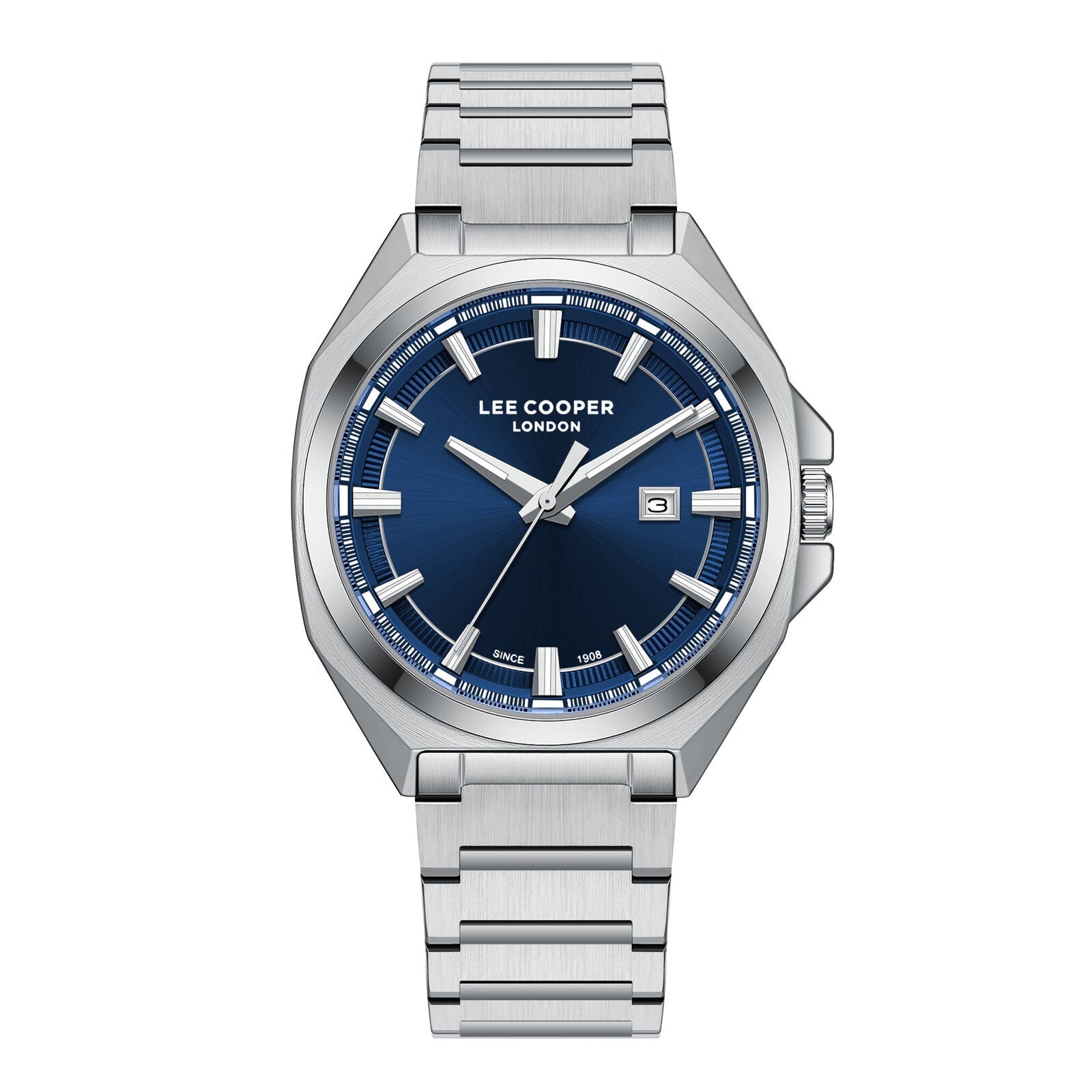 Lee Cooper Oswin Date Window Blue Dial Silver Watch - LC08271.390 Main image