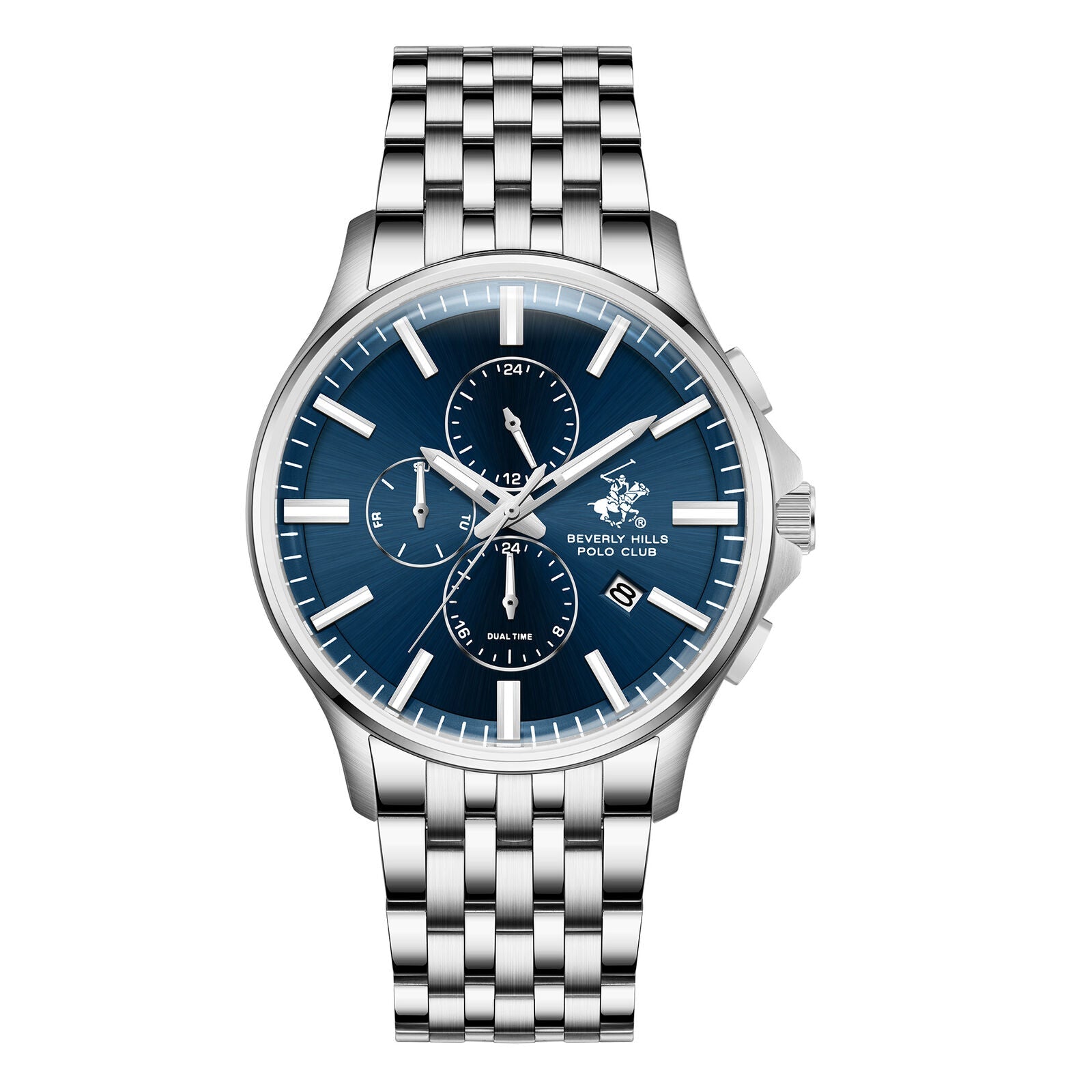 Beverly Hills Polo Club Dual Time Blue Dial Silver Date Watch BP3852X.390 Main image