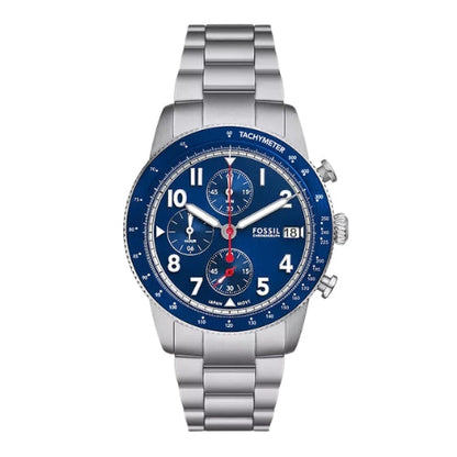 Fossil Sport Tourer 42mm Blue Dial Silver-Tone Chronograph Men's Watch FS6047