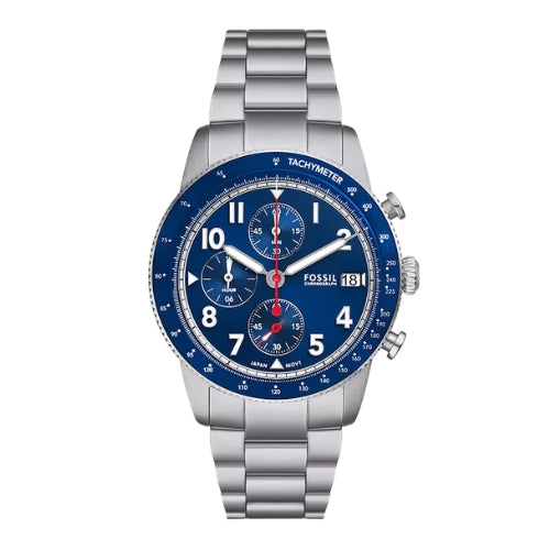 Fossil Sport Tourer 42mm Blue Dial Silver-Tone Chronograph Men's Watch FS6047