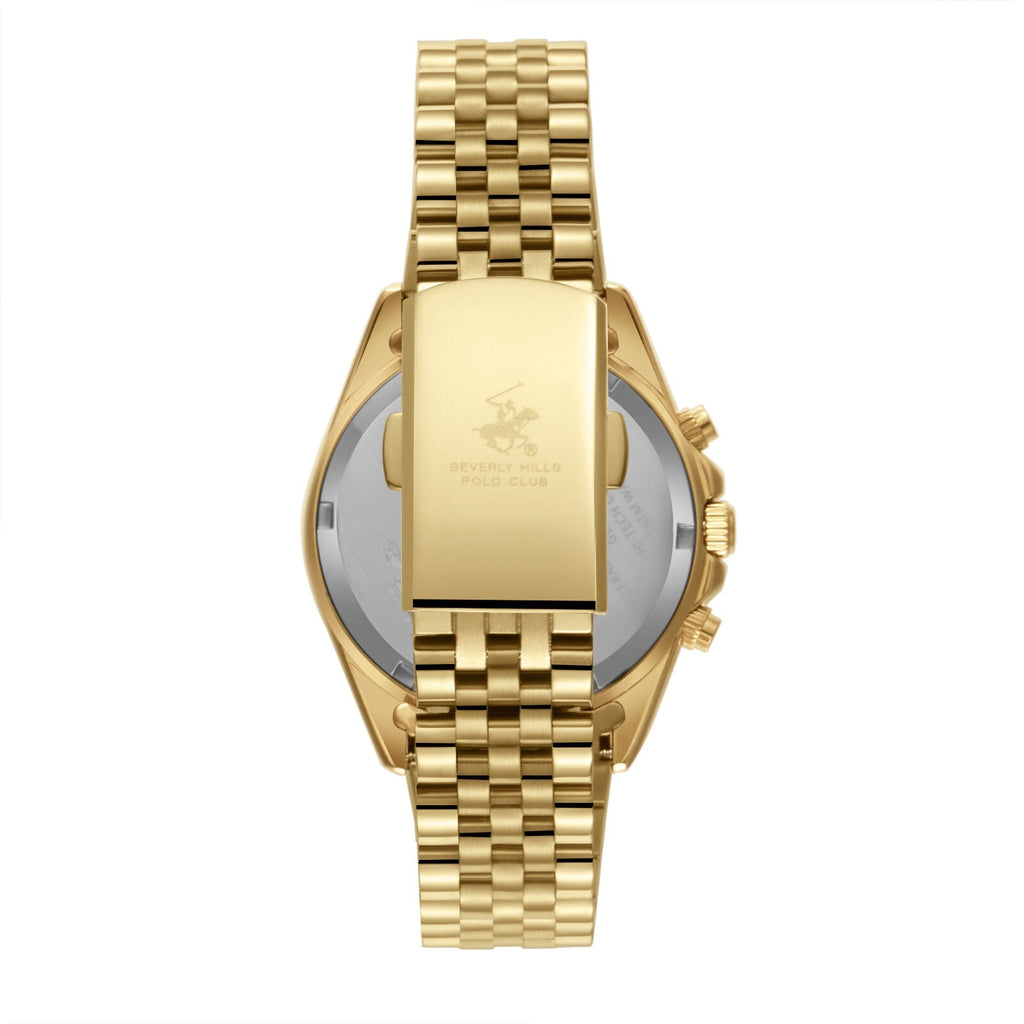 Beverly Hills Polo Club Multi-Function Mother Pearl Gold Diamond Watch BP3656C.120