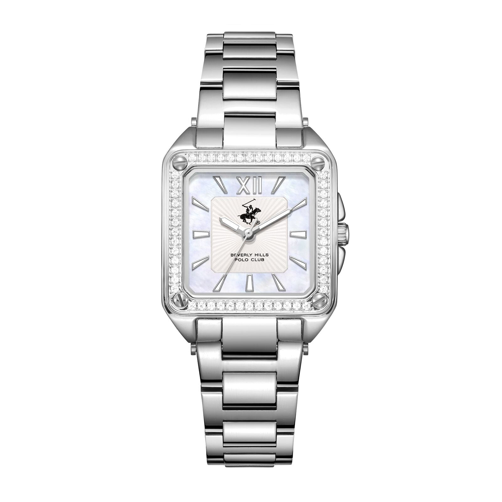 Beverly Hills Polo Club All Silver Diamond Square Watch BP3671C.320 Main image