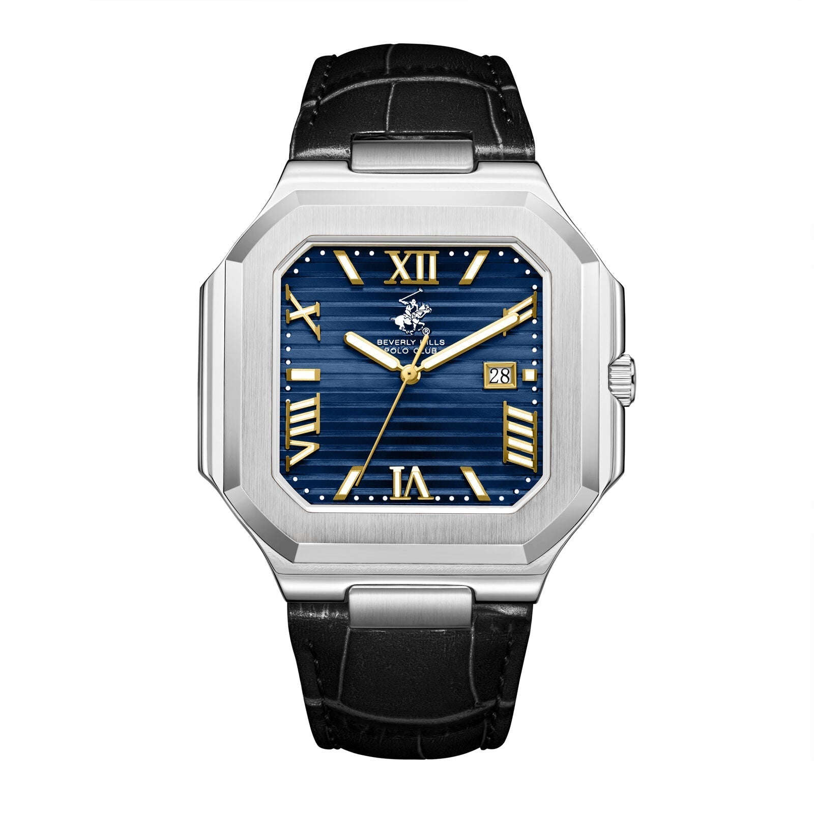 Beverly Hills Polo Club Roman Numeral Blue Dial Silver Date Watch BP3846X.391 Main image