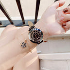 Swarovski Octea Lux Black Dial Black Leather Strap Women's Watch 5414410